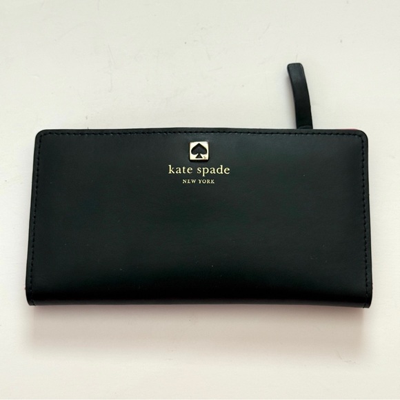Kate Spade Black Wallet | Saffiano Leather Logo Wallet | Pink & Black - Picture 3 of 9